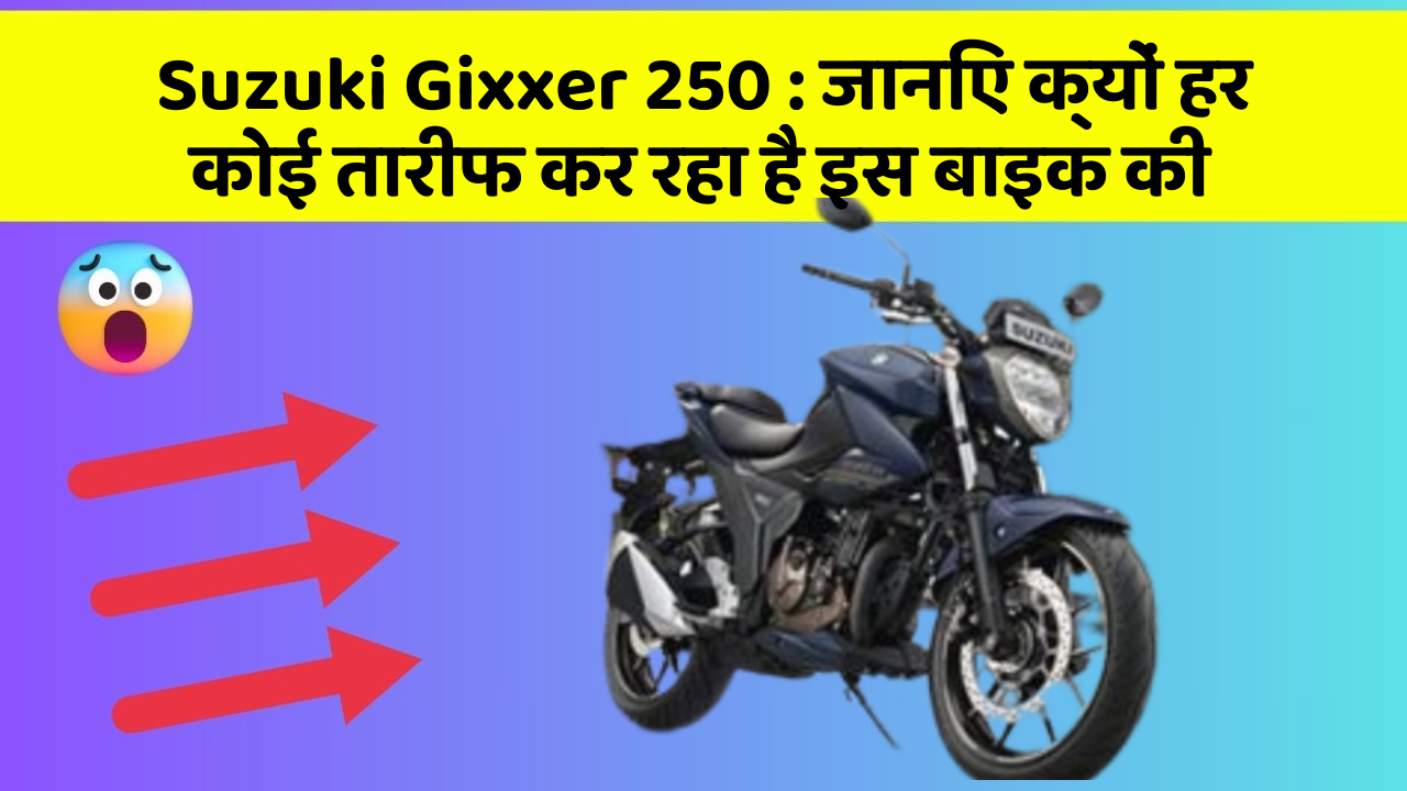 Suzuki Gixxer 250 : जानिए क्यों हर कोई तारीफ कर रहा है इस बाइक की